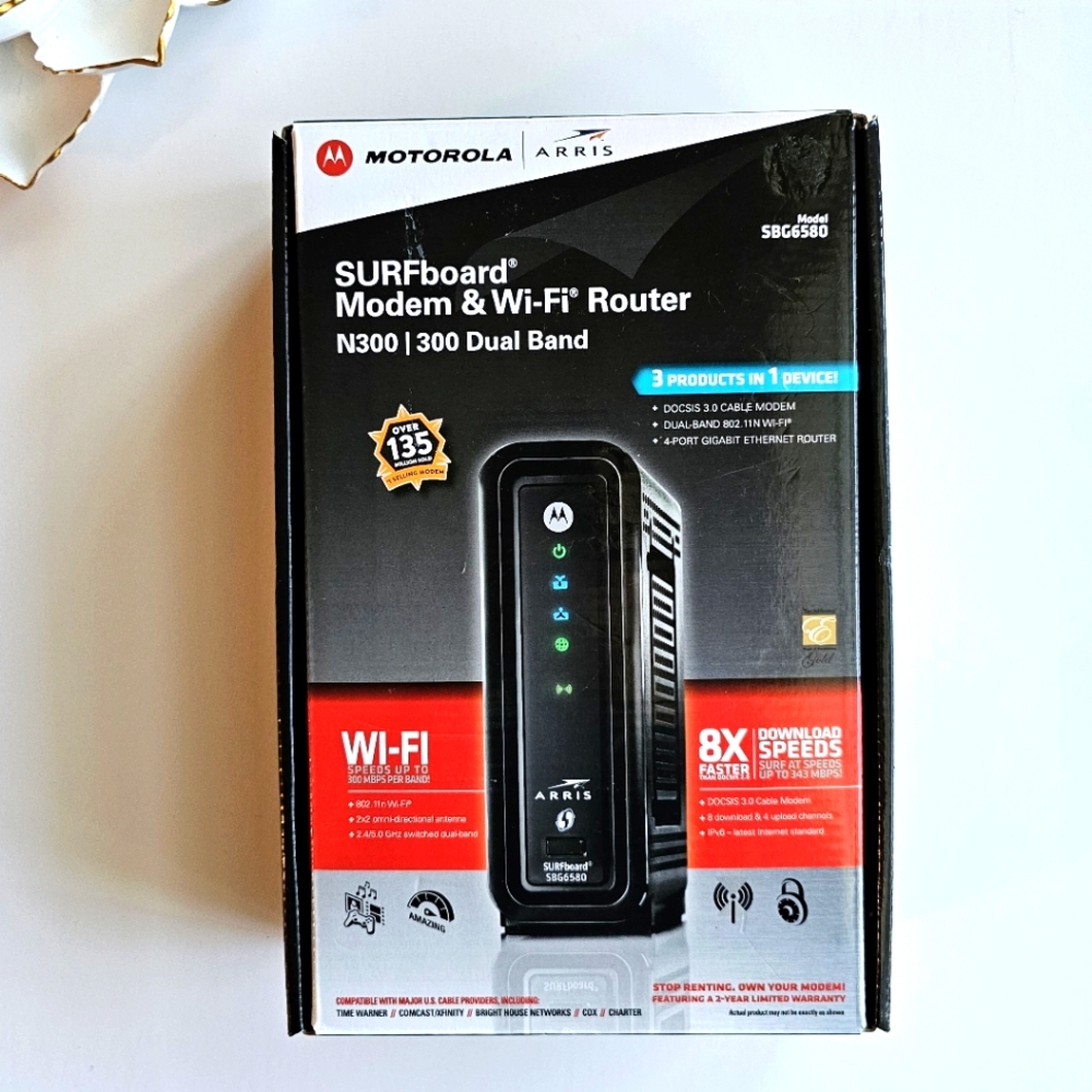 Motorola Arris Surfboard Modem/WiFi Router N300 Dual Band Model SBG6580